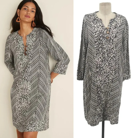 Soft Surroundings Raven Dress in Ecru /‎ Black Petite Size Small PS - Picture 1 of 11